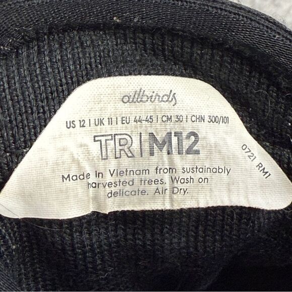 Allbirds Shoes Mens Size 12 Tree Runners TR Black Low Top Comfy Casual Sneakers main image 6
